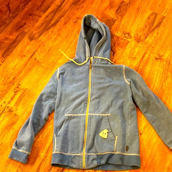 Men’s small light blue zip quicksilver hoodie with ghost poo patch - Picture 1 of 5